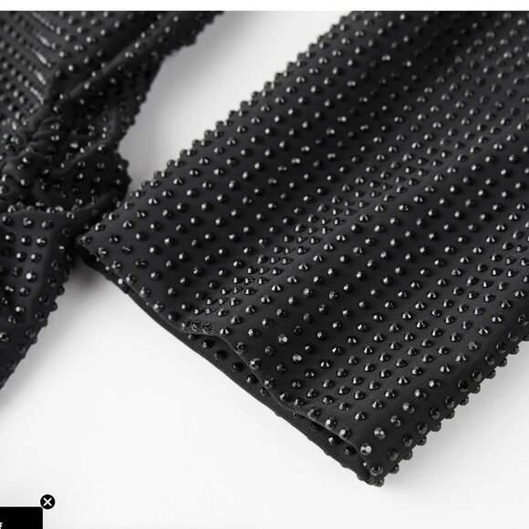 Ledair Starry Night Black Crystal Cutout Cocktail/Evening Mini Dress Size 38 - Picture 9 of 12